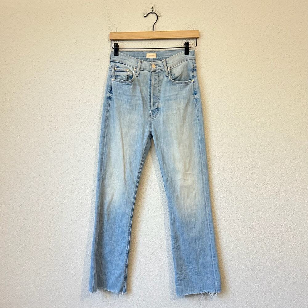 MOTHER The Tripper Ankle Fray Jeans Blue Island Time Denim Straight